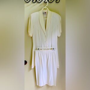 RED STAR two-piece white dress with shoulder pads